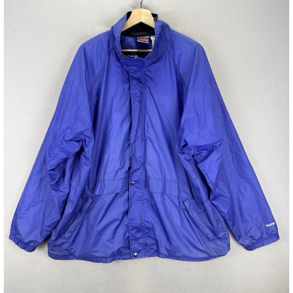 Vintage Rawlings Men's Sz XL Blue 100% Nylon Full Zip W/snaps Windbreaker Jacket